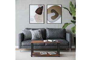 URBNLIVING 2-Tier Coffee Table with Shelf - Minimalist Style Side Table for Living Room, TV Stand, Compact Design - Easy Assembly, Durable Finish