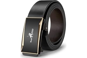 Oyifan Black Leather Belts for Men, Auto Sliding Ratchet Belts Dress Casual BeltsComfort Click Belts