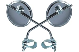 cyclingcolors 2x Espejo Manillar Bicicleta Redondo 75MM Cromo Universal Retro Blanco RETROVISORES para Bici Motocicleta Moto Vintage Acero Carretera Clásico