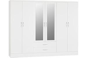 Seconique Nevada 6 Door 2 Drawer Wardrobe in White Gloss