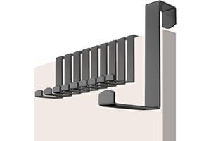 Brovamo Crochet Porte - [10 Pièces] Porte Manteau pour Porte avec Patins Antidérapants, Patere Porte Acier Inoxydable Utilisable Crochet Porte Manteau- Crochet de Porte [Noir]