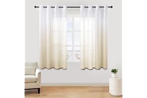 MRTREES 2 Piezas Cortinas Salon Visillos Suave Translúcida Visillo Color Degradado Leve de Dormitorio Moderno Ventana 140×145cm Beige Visillos Salon Paneles para Habitacion Niños Sala Comedor Balcon