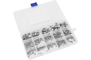 MARHYNCHUS 320 sztuk śrub z łbem płaskim z łbem sześciokątnym, elementy mocujące, śruby kombi M2, M3, M4, M5, M6, SS304, stal nierdzewna, zestaw śrub z łbem stożkowym SHCS