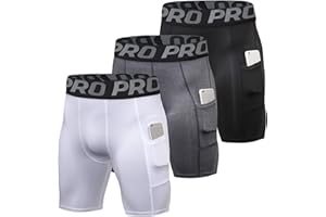YUSHOW 3er Pack Kompressionsshorts Herren Kompressionshose Sporthose Kurz Schnell Trocknend Atmungsaktive Sommer Kurze Radlerhose Schwarz Männer Laufhose Jogginghose mit Taschen