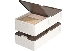 HAIXIN cajas almacenaje, organizador armario, caja bajo cama, storage box apilable plegable con ruedas, 50.7L cajas almacenaje ropa sabanas tela juguetes libros, blanco leche, 2 piezas
