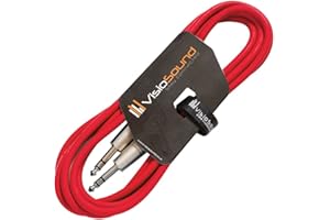 VisioSound 6.35mm 1/4" Stereo TRS Jack to TRS Jack Lead/Balanced Signal Audio Patch Cable 3m Red