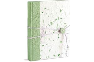 MARELI Album 23X30/30fg in carta riso tinta unita e carta riso floreale con chiusura bottone e spago, verde