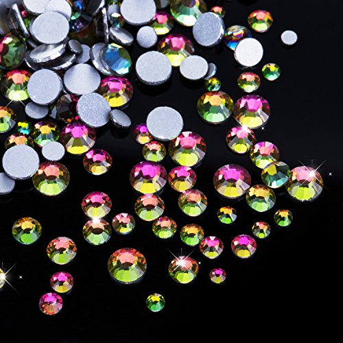 Outus 1000 Stück Multi AB Farbe Flache Rückseite Strasssteine Runde Kristall Edelsteine 2 mm – 5 mm, 5 Größen - 3