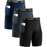 Niksa 1/3 Pieces Men's Running Tights Short Tights Men's Workout Shorts with Cell Phone Pocket Quick Dry Breathable Shorts