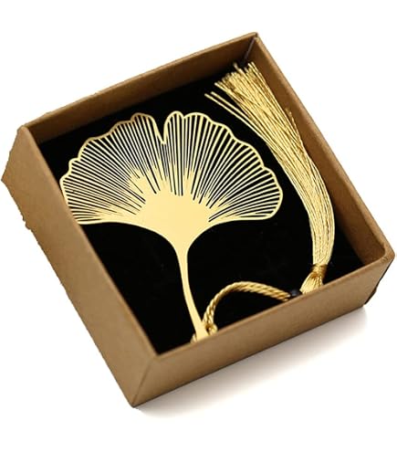 Messing Bladwijzer Met Kwast – Ginkgo Biloba – Uniek Cadeau Voor Lezers, Collega’s Of Vrienden (kerst Of Afscheid)