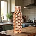 SHOPLYN Copper Water Bottle 100% Pure Ayurvedic copper BPA free Leak Proof, Water Flask Kitchen Accessory Fancy Diamond Bottles For All Age Office Gym & Travel - 950ml (Pack of 1 (Diamond Bottle))