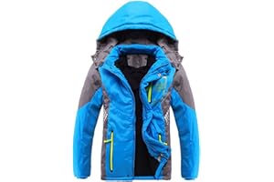 AUSOWELL Jungen Daunenjacke Kinder Winterjacke mit Kapuze Verdickte Jacke Winddicht Wanderjacke Outdoor Winter Herbst Frühling