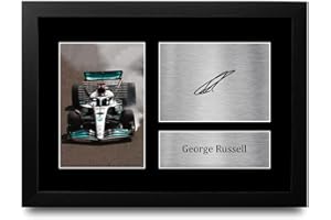 HWC Trading FR A4 George Russell Formula 1 Gifts Printed Signed Autograph Picture for F1 Formula 1 Racing Fans - A4 Framed