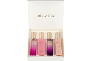 BELLA VITA LUXURY Bellavita Coffret cadeau de luxe pour femme avec date, senorita, glamour et rose | Coffret cadeau (4 x 20 ml) | Parfum pour femme | Choix de cadeau pour anniversaire et anniversaire de mariage