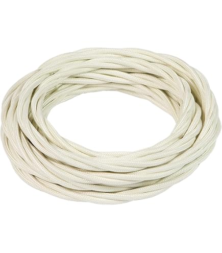 Tibelec 073610 - Cavo Elettrico In Tessuto Bianco, 4 Metri, 2x0,75 Mm² - Per Lampade E Progetti Fai Da Te