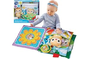 VTech-Baby Gran Libro sensorial El Bosque de Las sorpresas, Libro Grande de Tela, Interactivo, Elementos Móviles, Canciones y Melodías, Osito Separado, Regalo bebés +3 Meses, Versión ESP