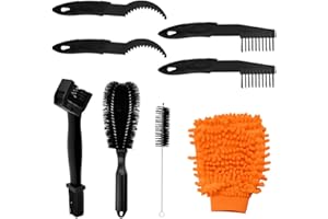 CAREDGO Kit de Limpieza para Bicicleta, Kit de 9 PCS Herramientas de Limpieza Bicicleta, kit de Cepillo de Limpieza de Bicicletas, Cepillo Limpia para Cadenas Manivela Piñón de Neumático de Biciclet