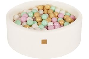 MEOWBABY Bällebad Baby - Palline Rotonde, 90 x 30 cm, per Bambini con 200 Palline, Colore: Rosa Pastello, Menta/Bianco/Beige