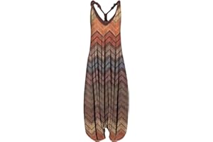 SSLLH Damen Jumpsuit Sommer Boho Ärmellos Vintage Sommerhose für Frauen Casual Lose Jumpsuit Leichte