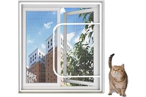 MOTT 50 Cat Proof Window Screen,Self-Adhesive Cat Protection Net with Zipper,Kitty Pet Anti-escape Safety Window Mesh Netting,Fly Mosquito Screen,Custom