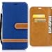 Produktbild Hülle Apple iPhone X / iPhone 10 Ten Handyhüllen, Ougger Fabric Design Tasche Leder Schutzhülle Bumper Schale Weich TPU Silikon Magnetisch-Stehen Beutel Flip Cover hülle Tasche mit Kartenslot (Blau)