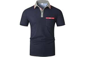 VMSUCIJ Mode Polo Homme Manches Courtes Un Plaid Coloré Regular-Fit Polo Golf T-Shirt