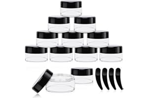 Zikenis 12 Pezzi Contenitori Cosmetici, 20ml Contenitori per Crema con Copertina e 4 Raschietto, Vuoti Trasparenti Vasetti Plastica Cosmetico per Crema, Lozione, Balsamo per Labbra, Cosmetici Homemade