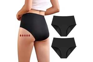 CARER HEALTHCARE INCONTINENCE PREGNANCY Carer Lot de 2 Culottes d'Incontinence pour Femmes à Haute Absorption Sous-vêtements Menstruels avec Protection Jour et Nuit Culottes Protectrices Taille Haute pour les Règles 50ML à 100ML Noir XXL