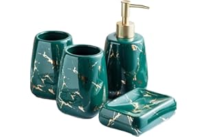 YYW Set da bagno in ceramica, 3/4/5 pezzi di accessori da bagno di lusso moderni set di accessori da bagno in ceramica con motivo in marmo set da bagno accessori per casa, appartamento, dormitorio