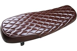 B Blesiya Sella Piatta in Pelle PU Marrone per Moto Cafe Racer, Lunghezza 63 Cm / 24,8 Pollici.