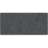 Porge Gaming Mouse Pad 120x60 cm L B&uuml;y&uuml;k Dikişli Kenar Speed Oyuncu Mouse Pad(Topographic Black) (Gray Lines)