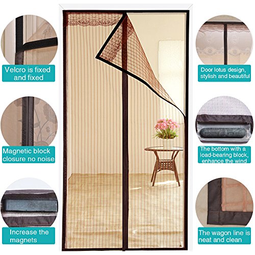 Magnet Fliegengitter Tür Moskitonetz Tür 90×210 cm,Yica Insektenschutz Magnet Vorhang Fliegenvorhang für Balkontür Wohnzimmer - 3