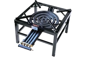 HOUSETRONICS WISH CLICK DONE Heavy Duty 20.8KW Four Keys Cast Iron Steel LPG Propane Gas Boiling Ring Burner | Catering Camping Stove Outdoor Party Wedding 4 Keys Cooker 49x49x36cm (BLACK)