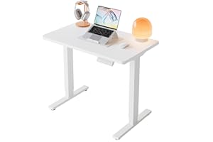 HUANUO Biurko elektryczne z regulacją wysokości, 80 x 48 cm, 4 ustawienia wysokości, do domowego biura i komputera, białe