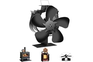 ‎NZQXJXZ NZQXJXZ Verbesserter Wärmebetriebener Kaminventilator, 60°-Drehung Links/Rechts für Schnelles Aufheizen, Geeignet für Holzöfen/Kamine/Heizstrahler (inkl. Halterung) – Zwei Montagemöglichkeiten