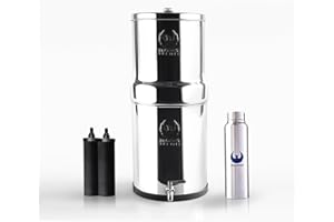 ‎PHOENIX GRAVITY Phoenix Gravity 8 Liter Gravity Fed Edelstahl-Trinkwasserfilter mit 2 Phoenix-Kohlewasserfilterkartuschen, Edelstahlhahn