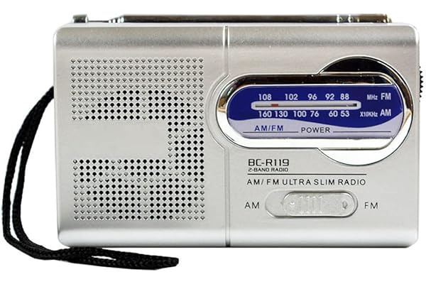 Mini radio BC-R119, radio portátil de bolsillo con antena telescópica AM FM, receptor mundial, altavoz, funciona con pilas, color plateado (sin pilas), radio pequeña, radio portátil Dab, radio FM, rad