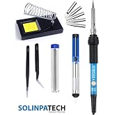 SOLINPATECH 60w Sıcaklık Ayarlı Kalem Havya 5 Adet U&ccedil; Stand 2 Adet Cımbız Lehim Ve Pompası Seti