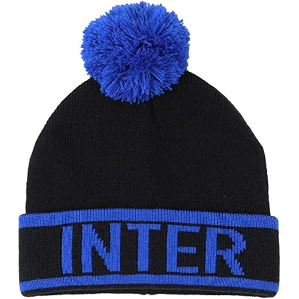 Cappellino Inter Natale 2021 - Berretto Unisex, Blu, Con Pon Pon E Logo Ricamato - Foto 4