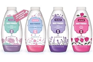 GREAT BRITISH HOME New Nuage Talc Free Body Powder 250g x 4 Pack – Fresh Lavender, Rose, Water Lily & Cherry Blossom – Moisture-Absorbing Talc Free Powder for Women & Men by GBH
