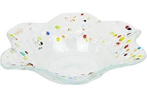 Sospiri Venezia - Ciotola Fiore Media Vetro Murano Decorato a Mano Soprammobile Casa- Idea Regalo Cerimonia Bomboniera con Scatola Elegante (19x19 cm, Rotonda)