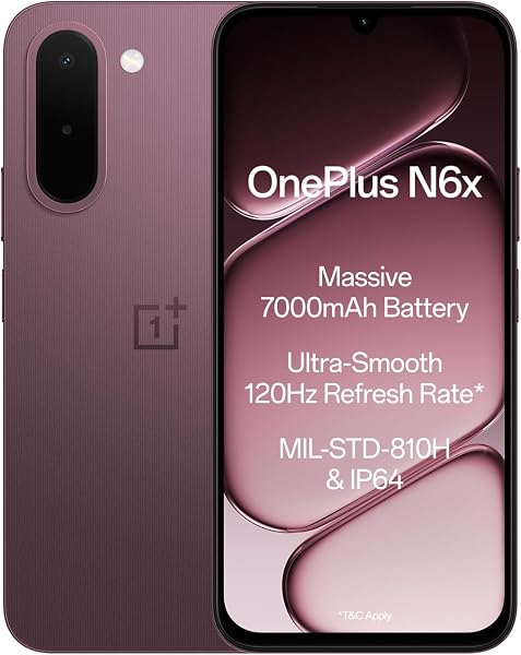 OnePlus N6x | 4GB+128GB | Burgundy Red | 7000mAh Battery | Power for Days | 48-Months Smoothness | Smooth 120Hz Display | Largest 5300mm2 Cooling System | Milit