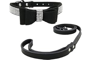 Newtensina Collar de Perro de Moda y Correas con Pajarita Linda Bling Niña Pajarita Collar de Gatito para Perros pequeños