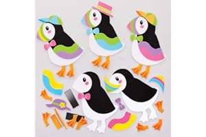 Baker Ross FE623 Kit Imanes Combinables de Frailecillos - Paquete de 8, imanes para niños, imán de nevera para niños, kit de manualidades para hacer sus propios imanes