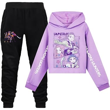 Survêtement Kpop Hunters 2 Pièces - Style Y2K Vintage - Hoodie + Pantalon - Fille - Taille à Choisir Au-dessus