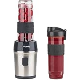 H.Koenig 570mL SMOO9-300W Mini Glass Blender, 4 Stainless Steel Blades, BPA Free, 2 Portable Travel Bottles, Smoothies and Sm