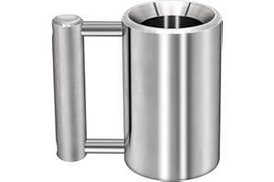 DITOSH 4kg/8.8lb Heavy Coffee Mug Challenge 304 Stainless Steel Dumbbell Cups Silver Overweight Sports Water Cup for Fitness Training Arm Strength Prank Gift Home Gym Workout Equipment 100ml/3.4oz