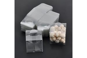 DAKLUNAR 50 cajas de regalo transparentes, cajas de regalo de plástico cuadradas, recipientes transparentes, cajas de plástico transparentes, pequeños para regalos, bodas, fiestas, cumpleaños (7 x 7 x