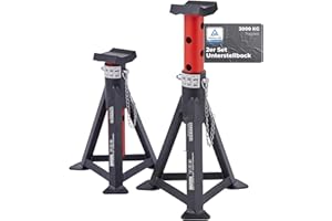 ‎AREBOS Arebos 2X Unterstellbock | je 3 Tonnen Tragkraft | höhenverstellbar 299-442 mm | Unterstellbock Set | Wagenheber Ständer | Stützböcke mit Sicherungssplint & Gummiauflagen | Stützfuß, Stahl
