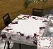 Produktbild 85x85 creme rosa pink erika lila Blumen 100% Baumwolle Tischdecke Tischtuch ornamente Form fleckgeschützt wasserabweisendes Material pflegeleicht praktisch Blumenmuster Blumenmotive Modern Folk Frühling Flower2